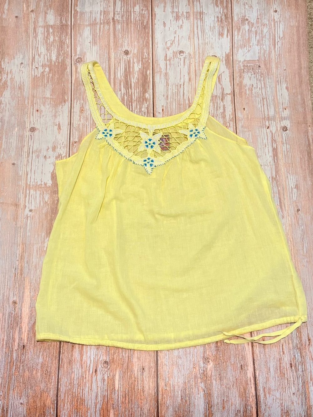 Free People Yellow Crochet Yoke Camisole